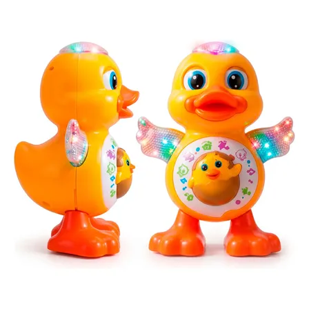 Brinquedo Pato Dançante Educativo Com Música E Luz Amarelo