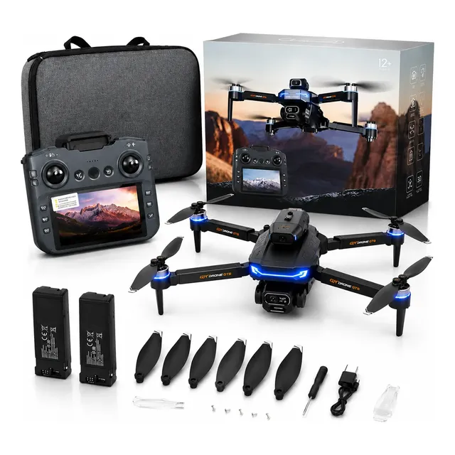 Drone Gt8 Profissional 4k Tela No Controle 2 Baterias E Bag