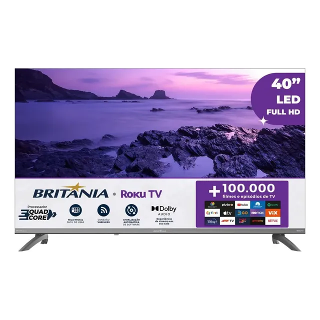 Smart Tv 40 Britânia Roku Tv Hdr10 Dolby Audio B40cra