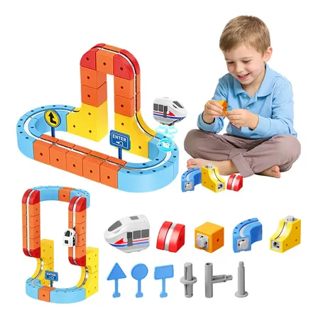 Pista De Carrinho Magnético Elétrico Trem Infantil Educativo Laranja-claro