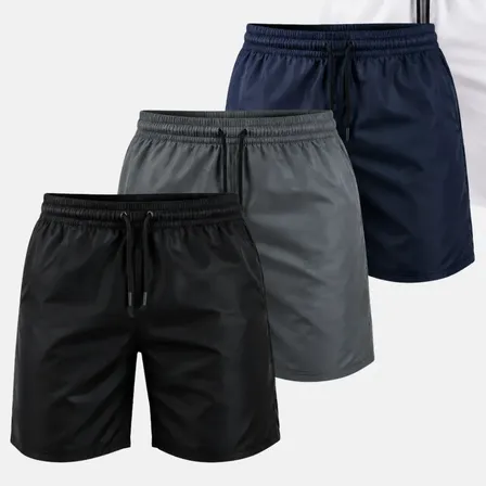 Kit 4 Shorts Treino Academia Dry Fit Esportiva Casual Leve Azul/preto/cinza/branco Liso G