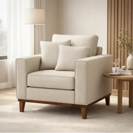 Poltrona Beny Luxo Pes Madeira Linho Reforçada Sala Quarto