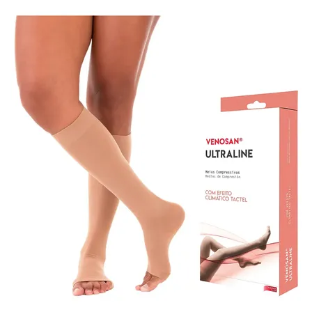 Meia 4000 Ultraline Venosan 20/30mmhg 3/4 - Ponteira Aberta Bege P