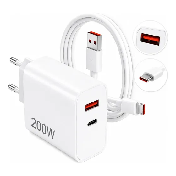 Carregador Turbo 200w Usb-c Usb-a Compatível Xiaomi Poco