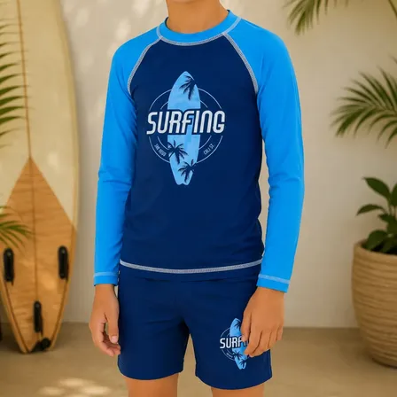 Conjunto Infantil Praia Uv Sunga Camiseta Proteção Solar Uv