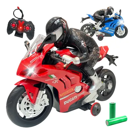 Moto De Controle Remoto Com Led E Som Recarregável Carrinho