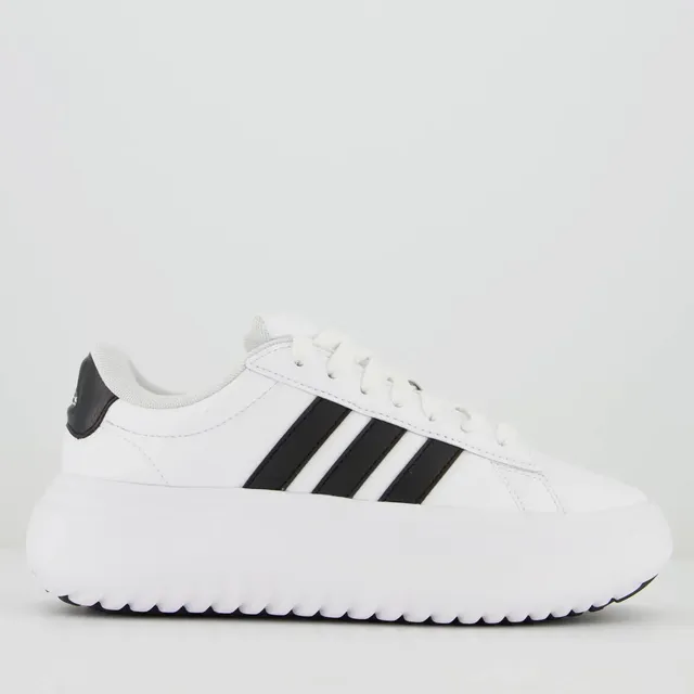 Tênis Adidas Branco E Preto Grand Court Platform Feminino