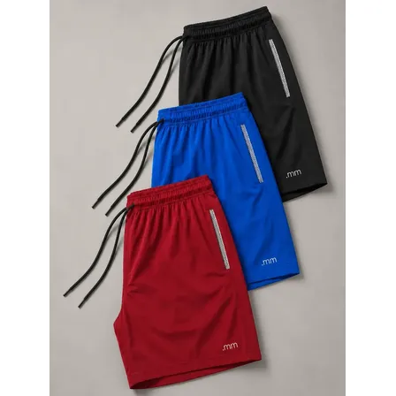 Kit 3 Bermuda Masculina Plus Size Tactel Elastano Academia