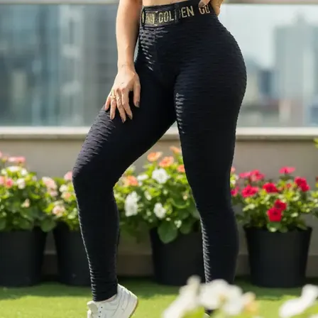 Legging Fitness Feminina Brocada Bolha Golden Army Academia
