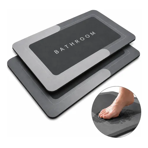 Tapete Banheiro Mágico Antiderrapante Kit 2 Absorvente Cinza