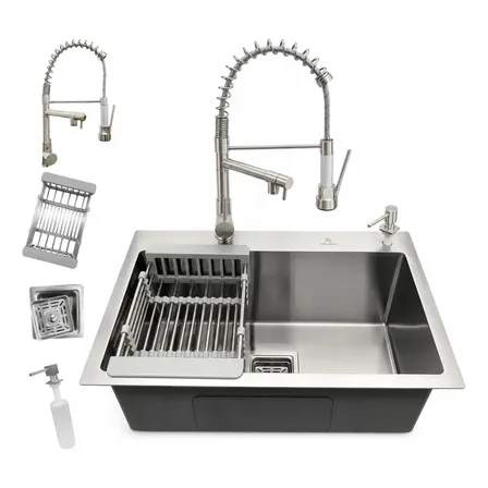 Kit Cuba Pia Gourmet 60x40 Aço Inox 304 Torneira Monocomando