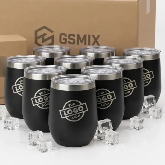 Kit 100 Copo Térmico Cuia 360ml Personalizado Nome Logo Time