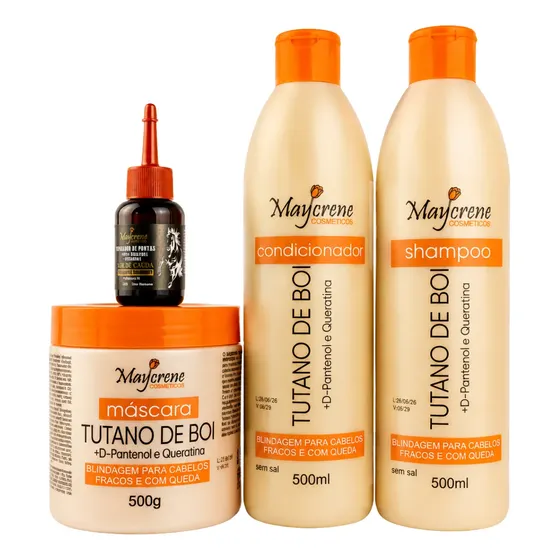 Kit Shampoo Cond. Máscara Tutano De Boi Maycrene + Reparador