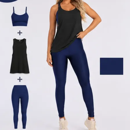 Conjunto Fitness Top Legging E Regatão Feminino Academia