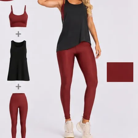 Conjunto Fitness Top Legging E Regatão Feminino Academia Marrom M