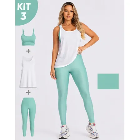 Conjunto Fitness Top Legging E Regatão Feminino Academia