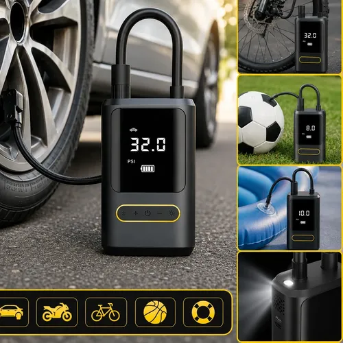 Mini Compressor Portátil Digital Carro Moto Bike Sem Fio Preto 127v 50/60hz
