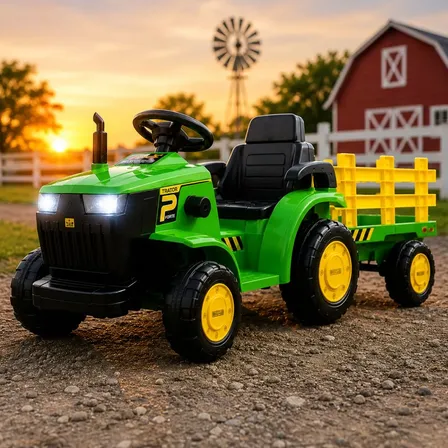 Trator Elétrico Infantil Verde E Amarelo 12v Verde/amarelo