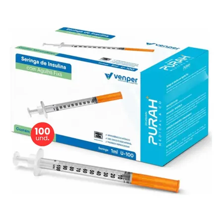Seringa Insulina Venper 1ml 6x0,25mm 31g 100un, 1 Ml