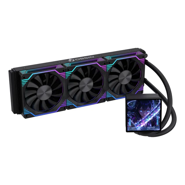 Water Cooler Obsid Lcd 360mm Tela Magnético Intel Amd Preto