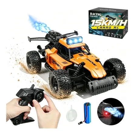 Carrinho Remoto Recarregavel Com Fumaça Carro De Rc 15km/h Laranja
