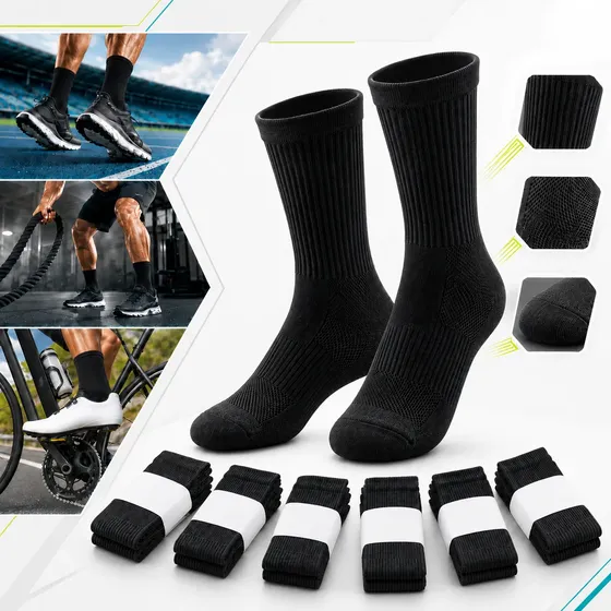 Kit 6 Pares Meias Poliamida Esportiva Corrida Bike Academia