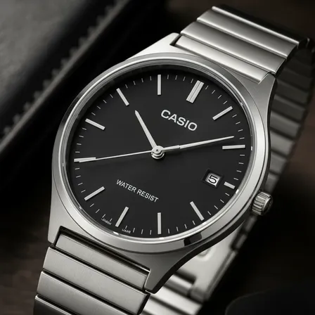 Relógio Casio A180 Vintage Mostrador Preto Redondo Premium Prateado Preto