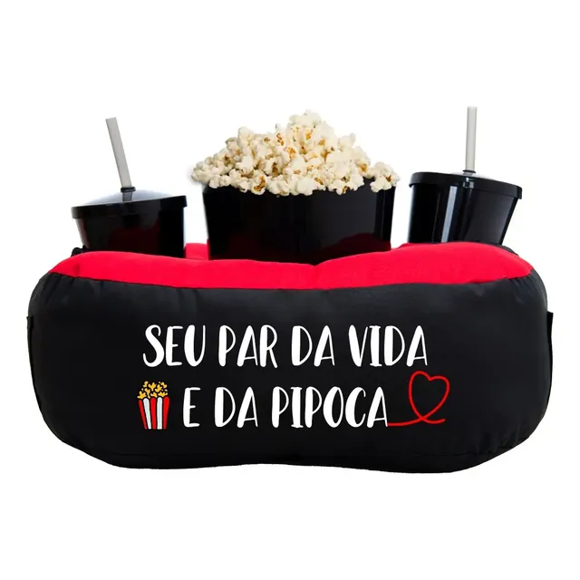 Almofada Porta Pipoca Bicolor Casal Par Da Vida Preto Par Da Vida