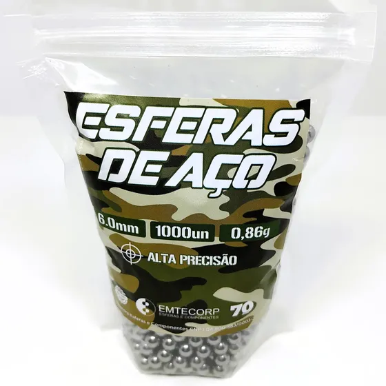 Esfera Bbs Airsoft Aço Calibre 6mm 1.000 Uni + Pote Grátis