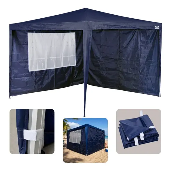 2 Paredes Lateral Para Tenda 3x3 M Cor Azul 2 Lados