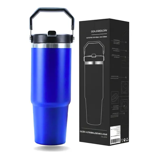 Garrafa Copo Térmico Inox Sport Carro Água 900ml Canudo Alça