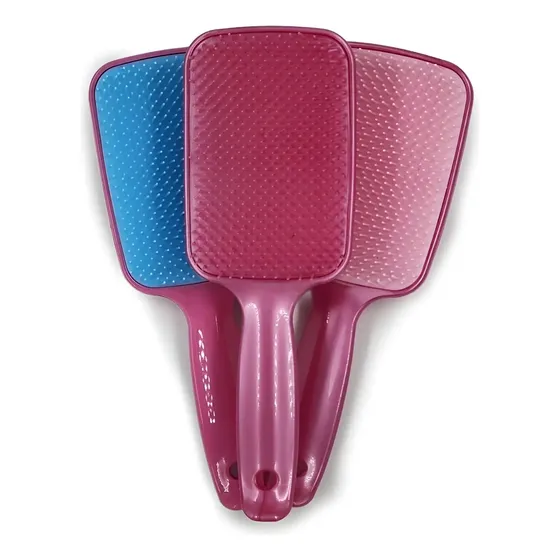 Kit 3 Escovas De Cabelo Raquete Flex Desembaraça Fácil