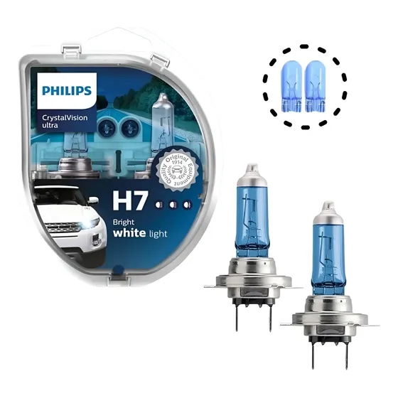 Lâmpada Philips Crystal Vision Ultra H7 Branco Quente - Par