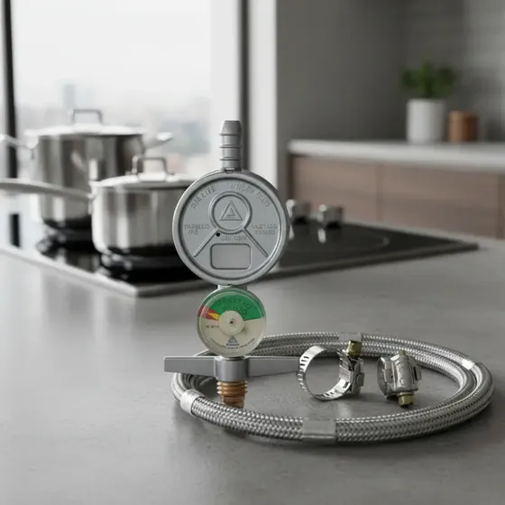 Vávula De Gas + Medidor + Mangueira Malha Aço Inox 5 Metros