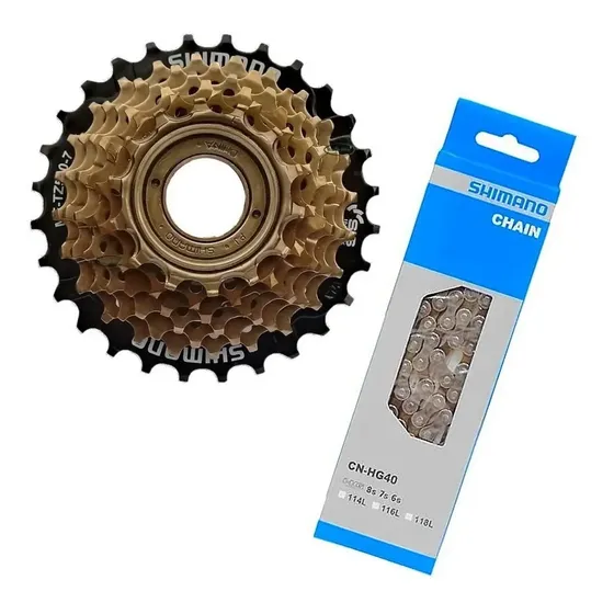 Catraca Rosca Shimano Tourney Tz500 14/28 7v + Corrente Hg40