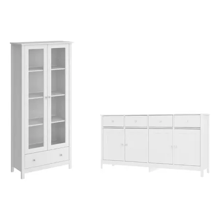 Cristaleira + Aparador Buffet Ditália E-954 + R-626 Branco