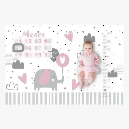 Cenário Fotográfico Tapete Mesversário Bebe Bernardo Rosa