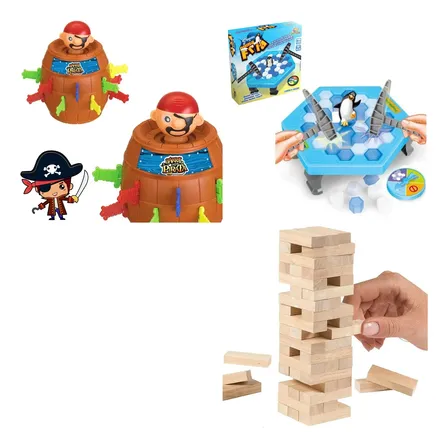 Jogo Infantil Caiu Perdeu + Quebra Gelo + Barril Pula Pirata