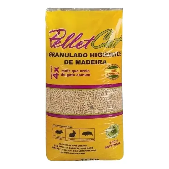 Areia Granulado De Madeira Premium Gatos 15kg Não Suja Patas