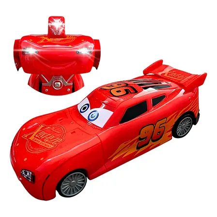 Carrinho Relampago Mcqueen Vira Robo Com Luz Som Bate Volta