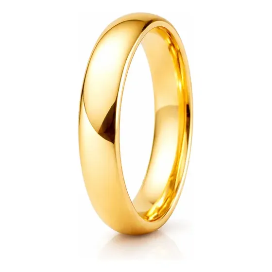 Aliança Avulsa Ouro 18k Anatômica Tungstênio 4mm