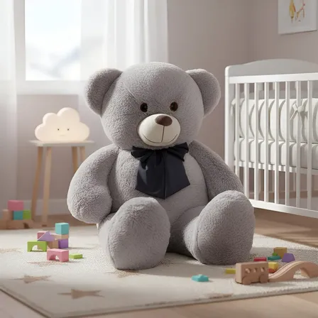 Urso Pelúcia Teddy Gigante Cinza 1,10m Presente E Decoração