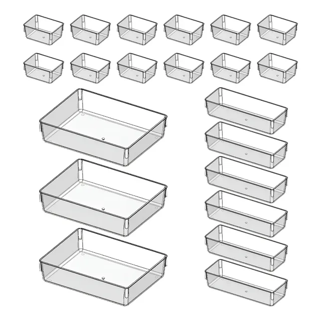 Kit 21 Organizador Multiuso Modular Gavetas Acrílico Cristal Acrílico