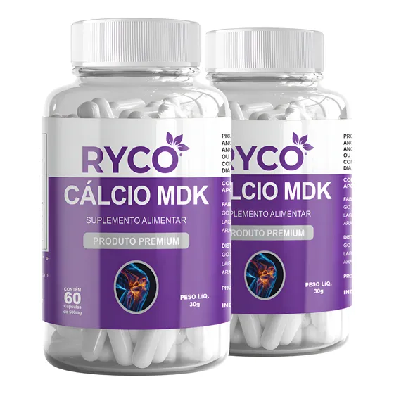 2x Vitamina Cálcio Mdk + Magnésio + Vitamina D3 K2 60 Cáps