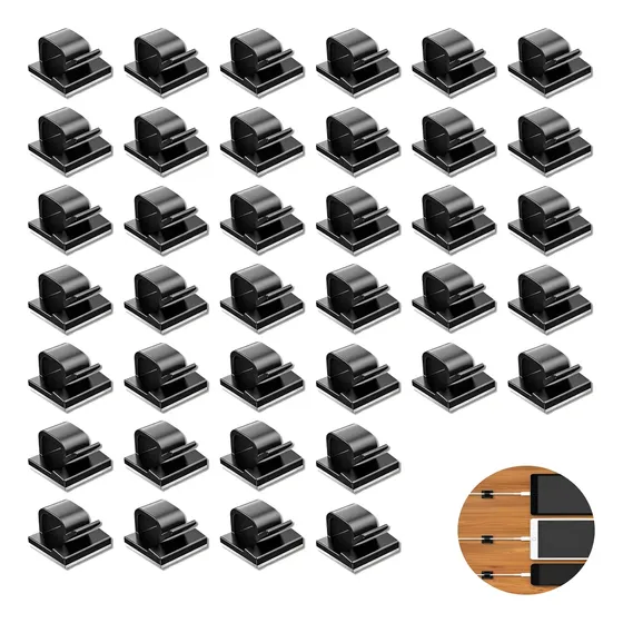 Kit 100 Clipes De Cabo Organizador De Cabos Adesivos Atacado