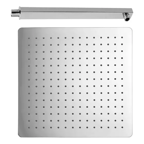 Ducha Inox Ss304 Quadrada 40cm Slim 40x40 Braço Quadrado