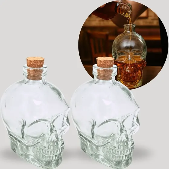 Garrafa De Caveira 750ml - Cranios Ossos Vasos Cristal Vidro