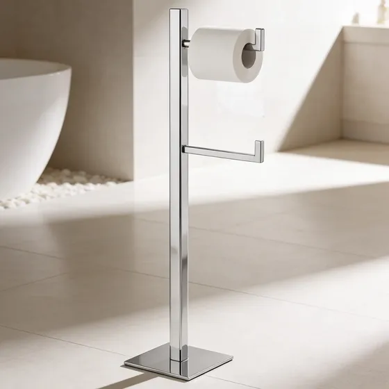 Papeleira De Chão Quadrada Porta Papel Higiênico Inox