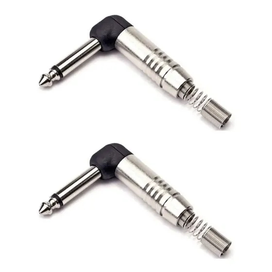 Plug P10 Em L 90 Graus Santo Angelo Para Violão Kit C/ 2