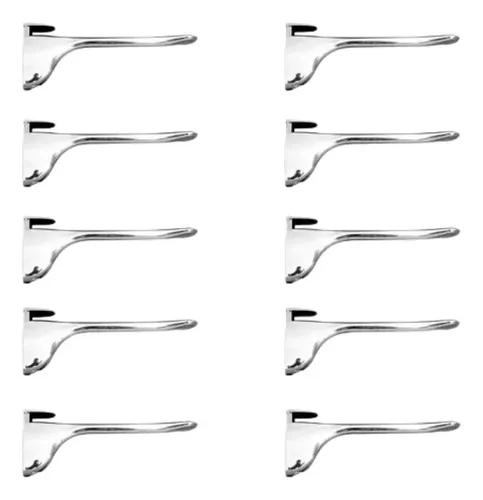 Suporte Pelicano Cromado 10 Unid Para Prateleira De Vidro